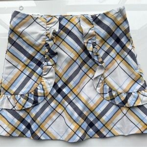 Janie and Jack Plaid Mini Skirt in Blue, Yellow, and White